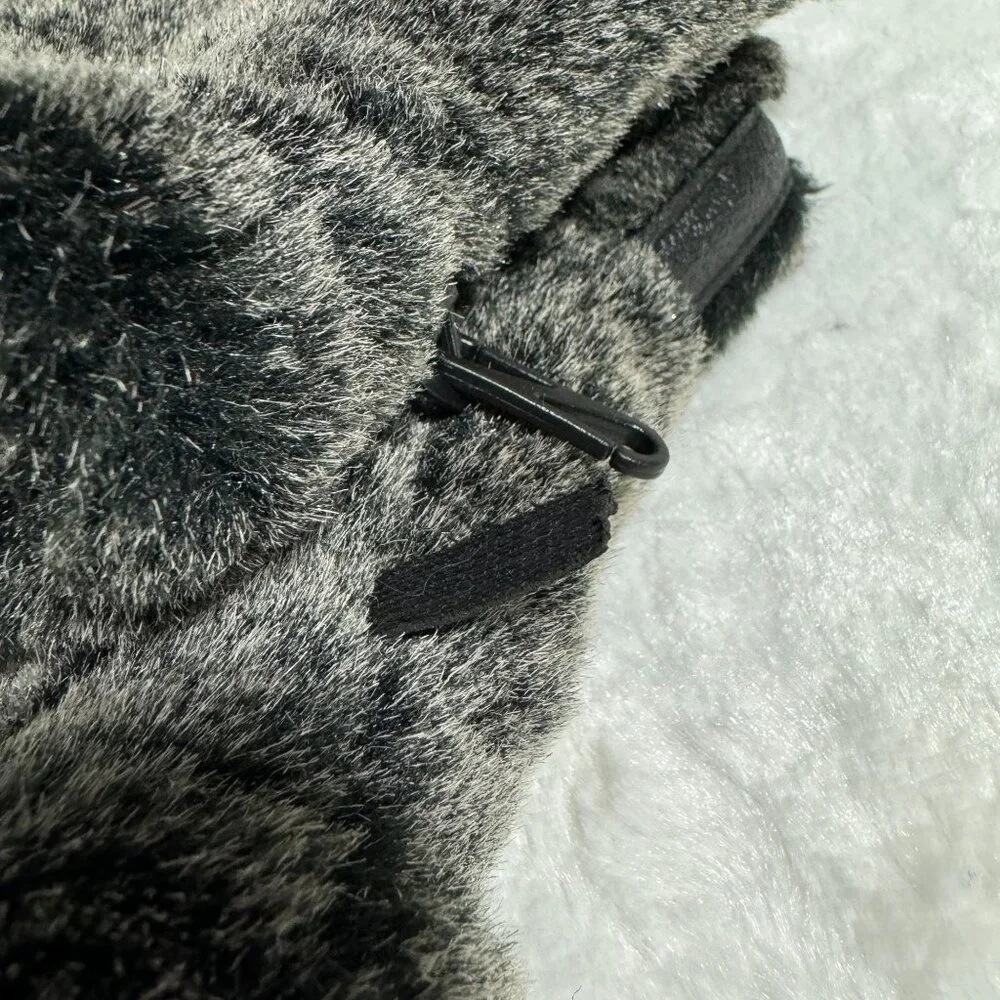 Bear Hands Fuzzy Paw Mittens W/ Non-Slip Grip & Thinsulate Lining Black Faux Fur